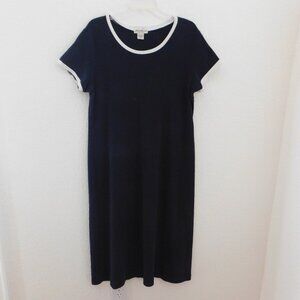Eddie Bauer T Shirt Dress Womens  Short Sleeve Navy Midi Size Petite M